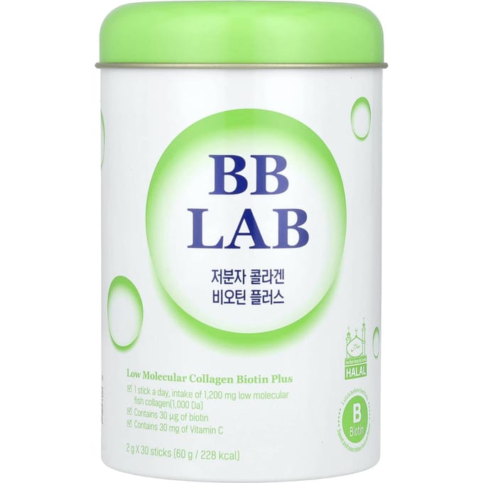 BB Lab, collagène de faible poids moléculaire biotine plus, muscat brillant aigre-doux, 30 bâtonnets, 2 g chacun