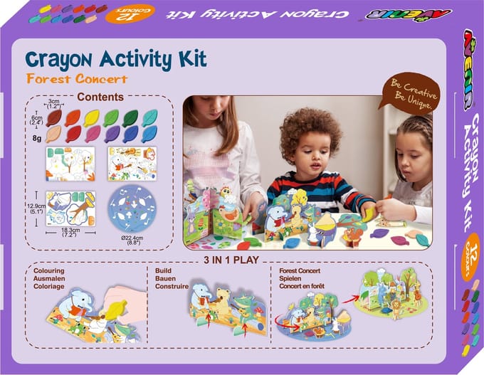 AVENIR Crayon Activity Kit - Bos Concert - 3 In 1 - Kleuren-Bouwen-Spelen - 3 Jaar