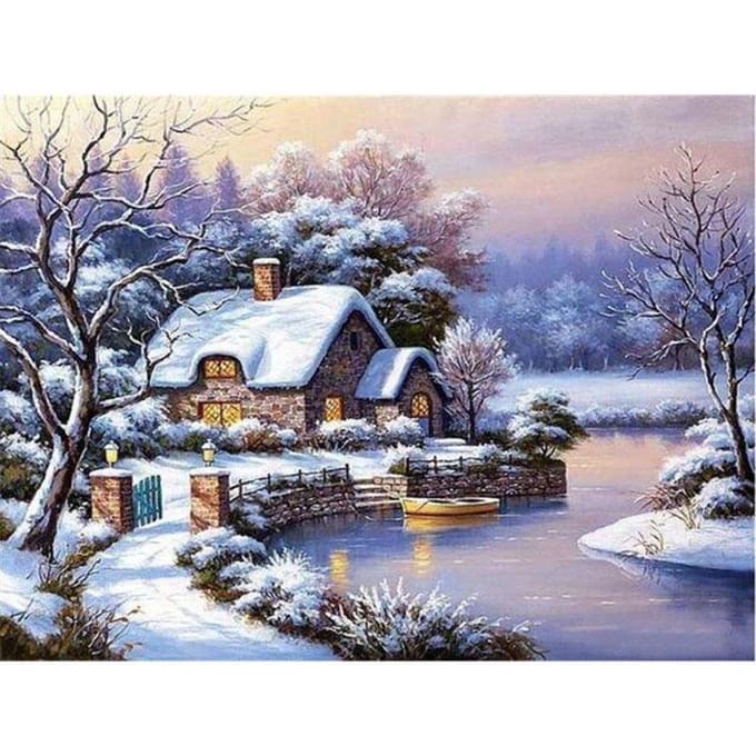 Peinture diamant 5D paysage de neige, broderie diamant, point de croix 20X30CM gray