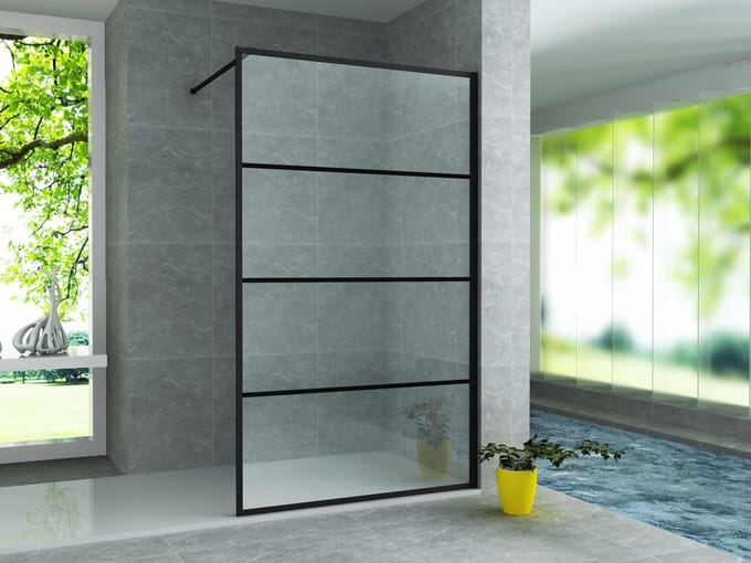 H&F Teko Douchewand 90x200 cm – Inloopdouche – Mat Zwarte Accenten – 8 mm Veiligheidsglas – Antikalk