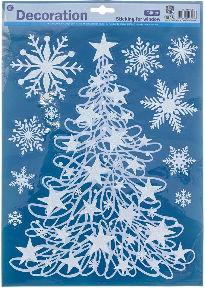 JJA - Raamdecoratie 24 x 41 cm kerstboom en rendier