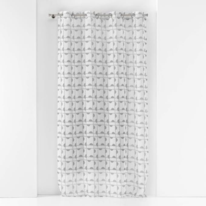 Vitrages Douceur d intérieur PANNEAU A OEILLETS 140 x 240 CM VOILE SABLE IMPRIME GABI GRIS