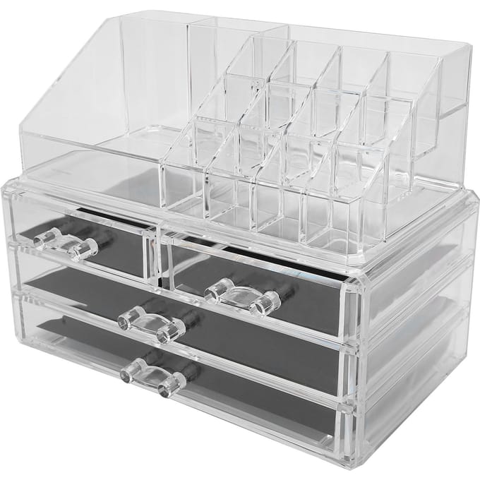 Make-up Organizer Cosmetica Opbergdisplay Sieraden Haarspeld Houder PC Doos met 3 Lades gray