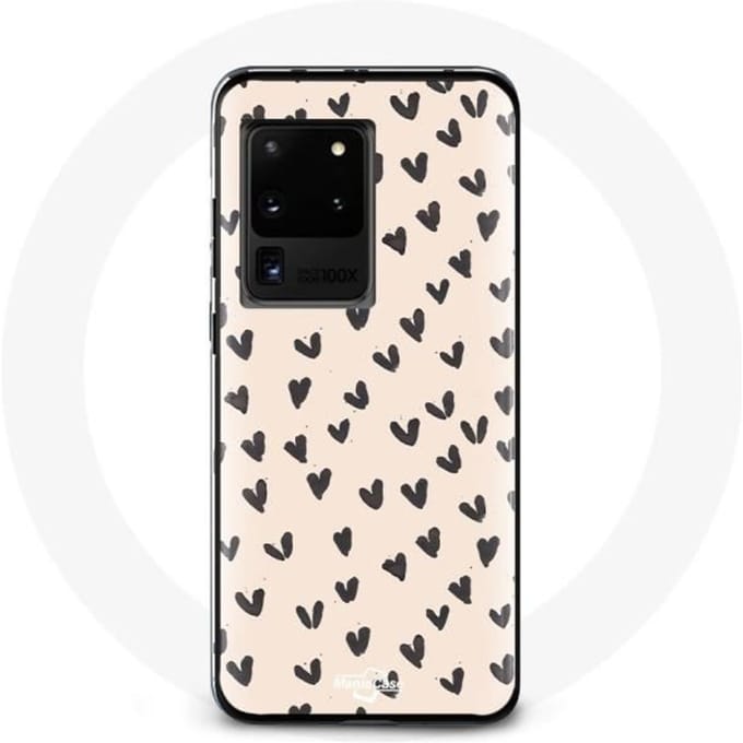Coque pour Samsung Galaxy S20 Ultra Fond de texture abstraite coeurs noirs