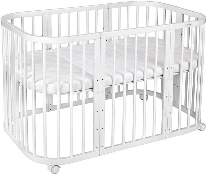 Multifunctioneel 7 in 1 Babybed / peuterbed incl. matras - Wit
