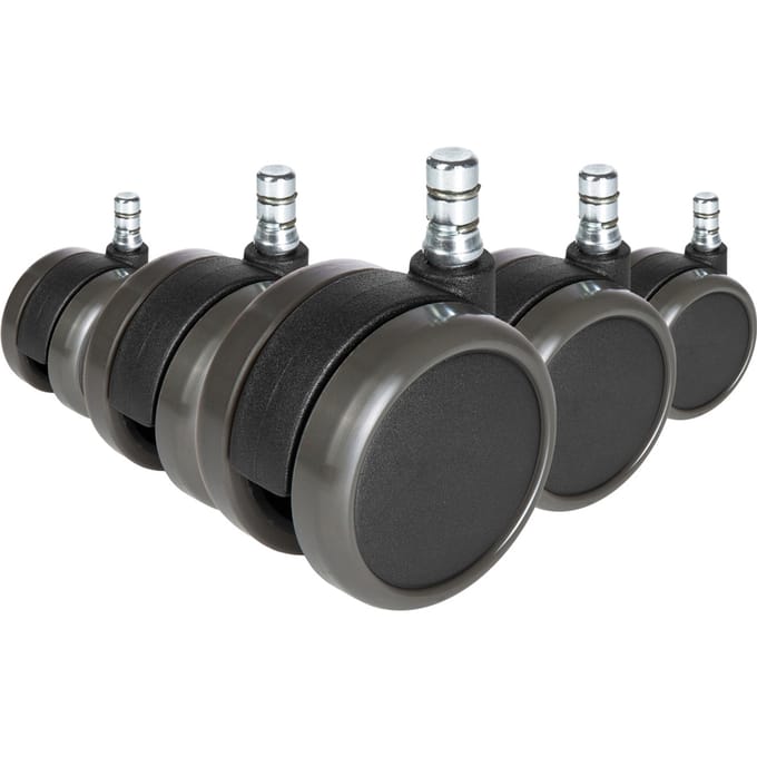 5x ROLO No-Noise 11mm/65mm Harde bodem - Bureaustoelwielen Zwart