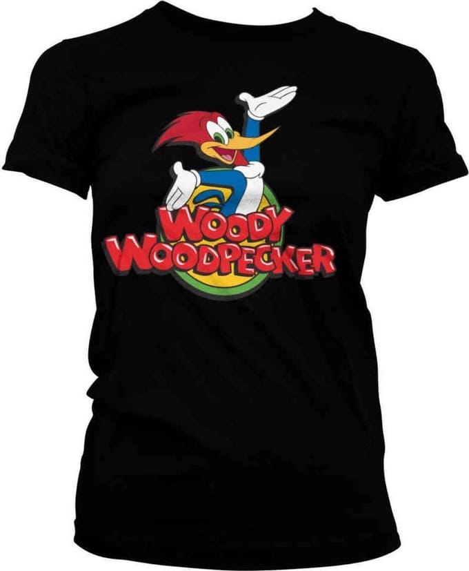 Woody Woodpecker Dames Tshirt -L- Classic Logo Zwart