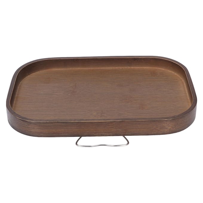Bank Armleuning Dienblad Draagbaar Antislip Multifunctioneel Hout Sofa Clip-on Bijzettafel voor Drankjes Snacks brown
