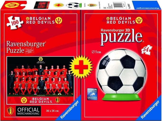 Ravensburger duopack Red Devils 2018 - 100 stukjes puzzel + 3D puzzleball 54 stukjes