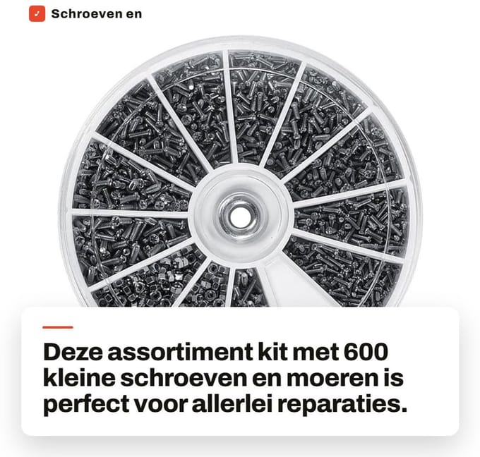 Dailygoods - Schroeven en Moeren Assortiment Kit met 600 Stuks