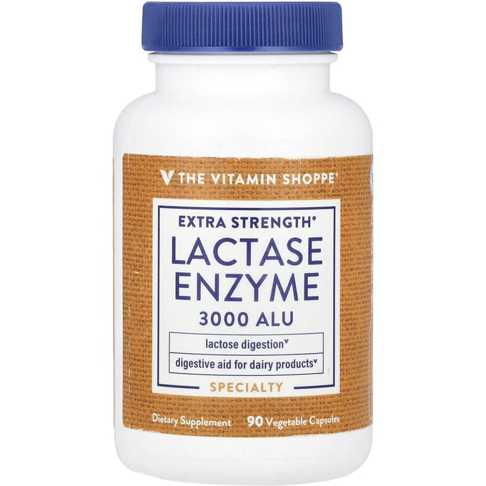 The Vitamin Shoppe, Lactase-enzym, Extra Sterkte, 3.000 ALU, 90 Veggie Capsules