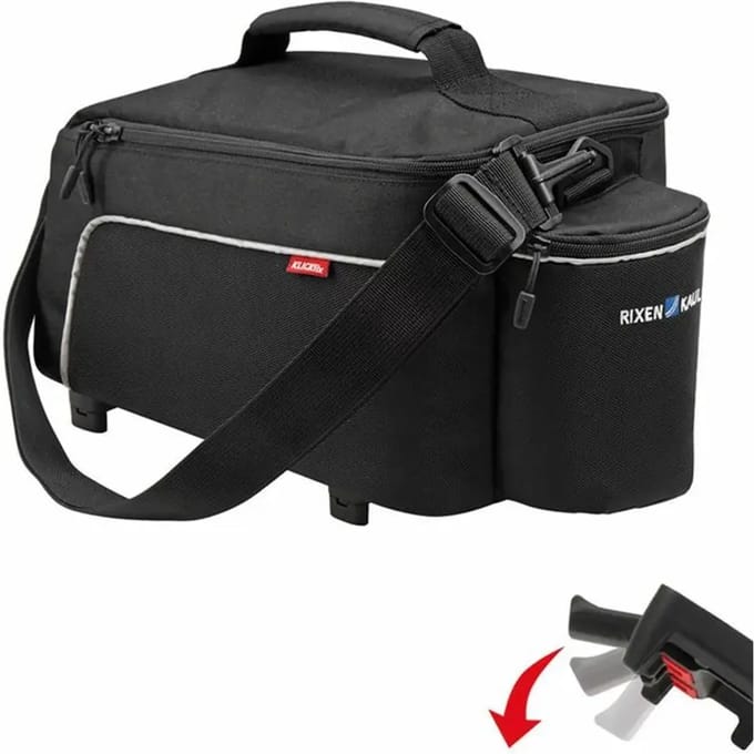 Inclusief achtertas met aanpasbare plaat Klickfix rackpack light 8L