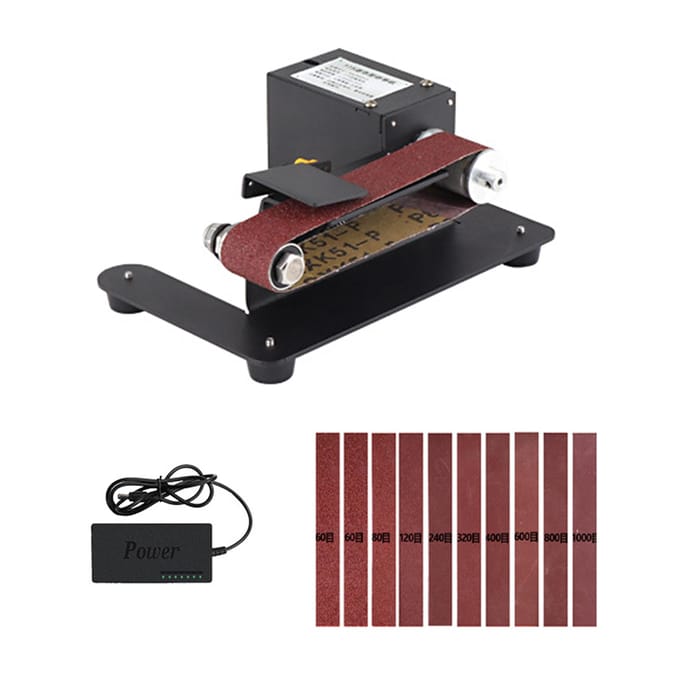 250W Mini Bandschuurmachine Elektrische Bankslijpmachine Schuurmachine 7 Snelheid Verstelbare Controle Klein US Plug & Type 1 zwart