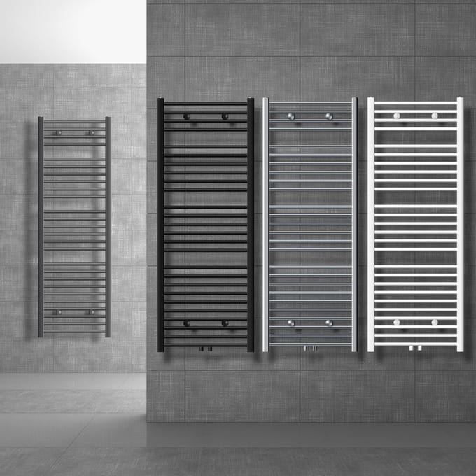 Gebogen Badkamerverwarming Wit 600x1200 mm Inclusief Aansluitset Middenaansluiting