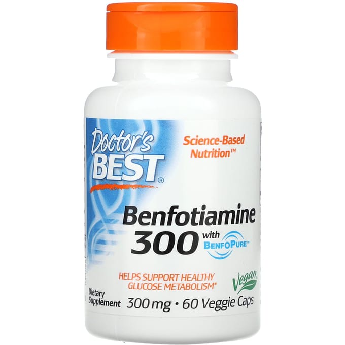 Doctor's Best, Benfotiamine 300, met Benfopure, 300 mg, 60 vegetarische capsules