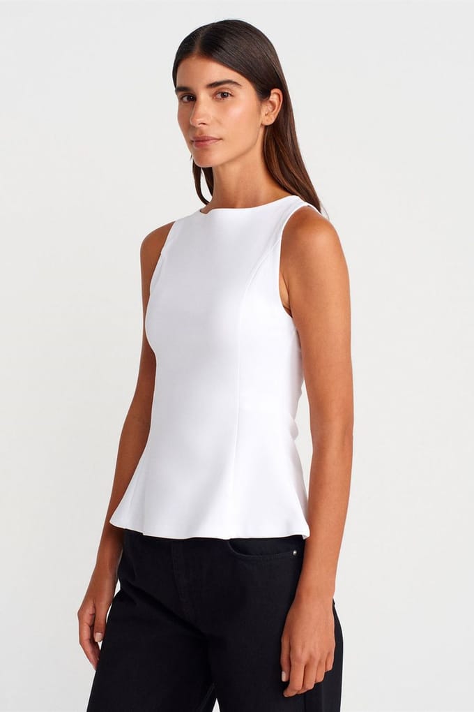 Aansluitende Mouwloze Peplum Blouse