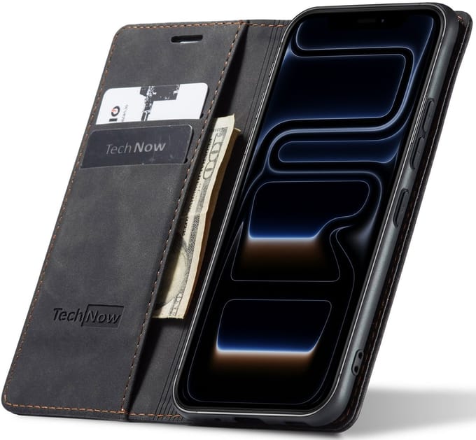 Hoesje geschikt voor iPhone 17 Pro Max - Book Case Leer Slimline Zwart