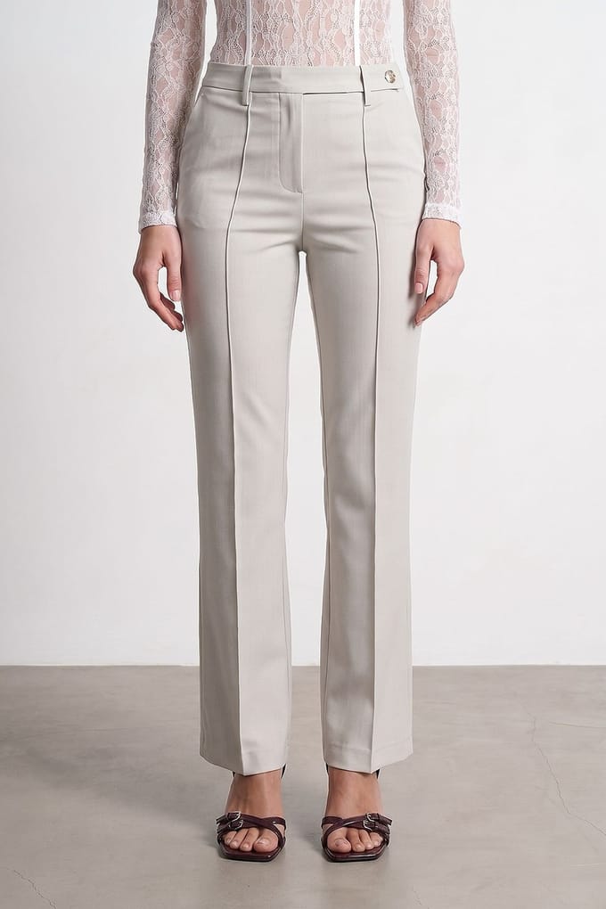 Vrouwen Mid-Waist Wijde Pijpen Crepe Broek