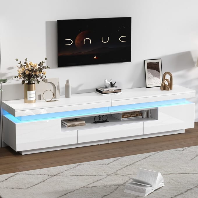 Sweiko TV-meubel - Hoogglans - LED-verlichting - Met lades - Wit
