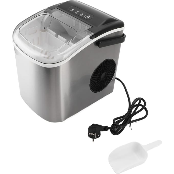 Compacte ijsmachine voor op het aanrecht, 15 kg per dag, 9 ijsblokjes in 6 minuten, zelfreinigend, draagbaar. L gray