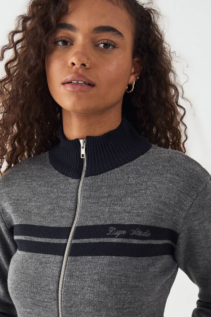 Dames DSGN Studio Getailleerde Sweatshirt met Ritssluiting | Charcoal | Maat: Medium