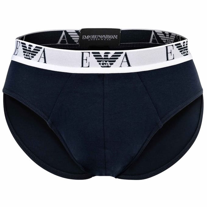 Armani slips EA logo band 3-pack blauw-wit