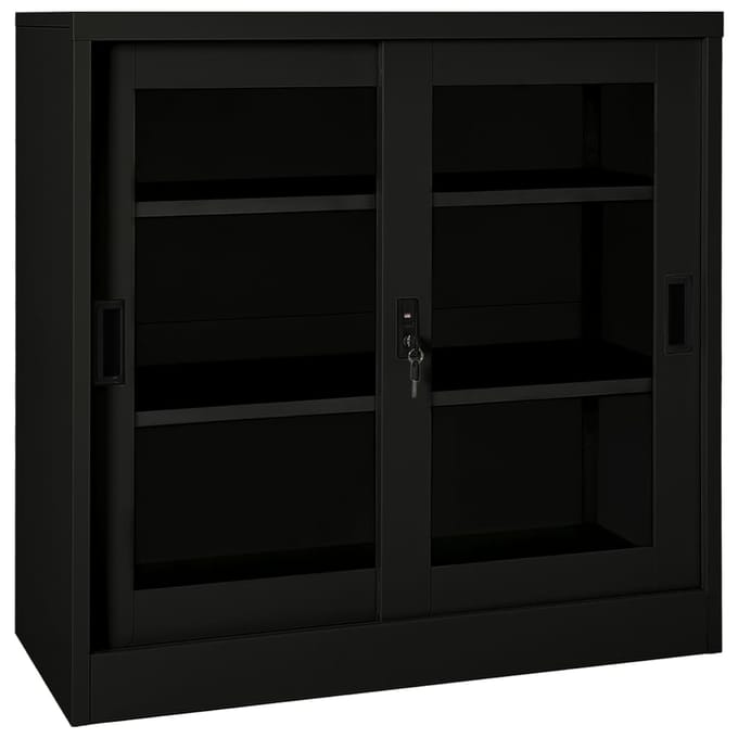 vidaXL - Roldeurkast - 90x40x90 - cm - staal - zwart