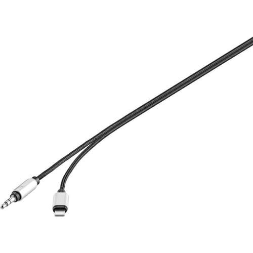 Renkforce RF-3432028 Apple Lightning / Jackplug Audio Aansluitkabel [1x Apple dock-stekker Lightning - 1x Jackplug male 3,5 mm] 1.20 m Zwart...