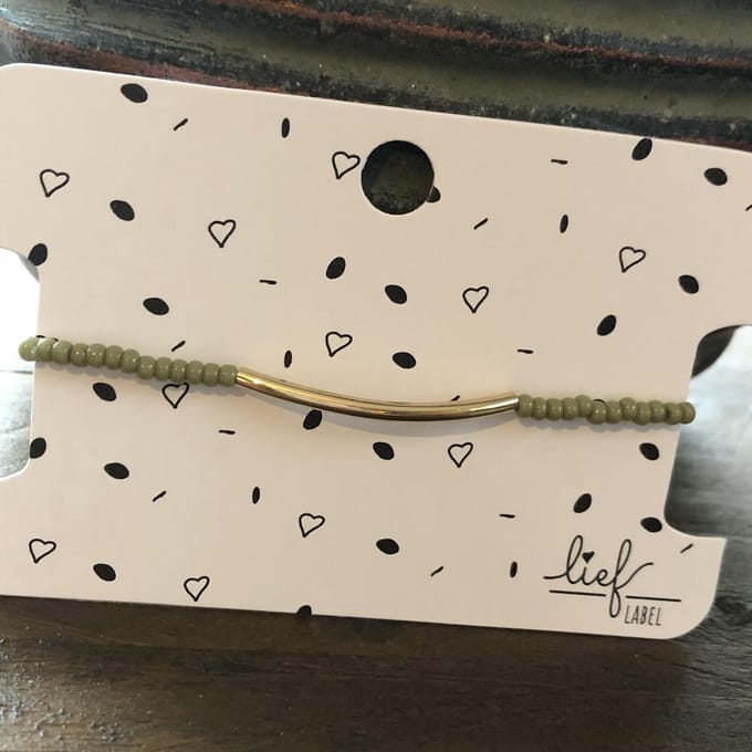 Armbandje Beads Green Tube goud