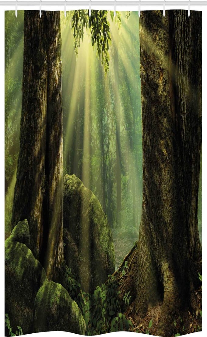 ABAKUHAUS Bos douchegordijn – 120x180 cm – legergroen, polyester