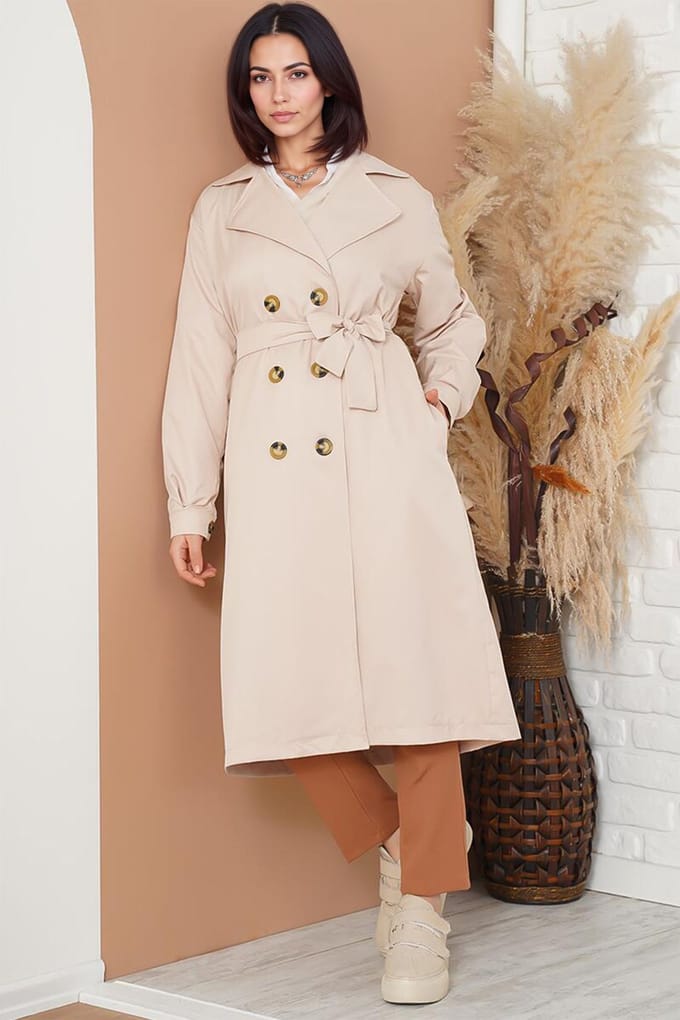 Dubbelbreasted Lange Trenchcoat