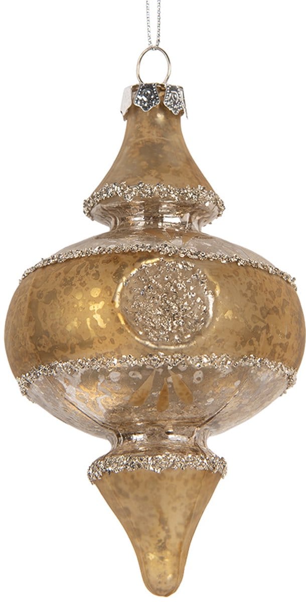 Clayre & Eef Kerstbal Overig Ø 7x13 cm Goudkleurig Glas Kerstballen