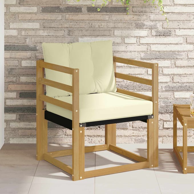 vidaXL - Buitensofa - Massief - Acaciahout - en - Textilene - Wit
