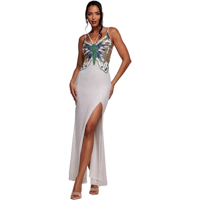 Split jurk met sequins voor dames Goddiva Maxi