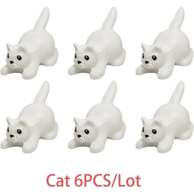Chat Empilage Brique Classique Briques de Construction Jouets Collections Animales Enfants Forêt Simulation Colombe Lion Lapin Choix de Cadeau Parfait white