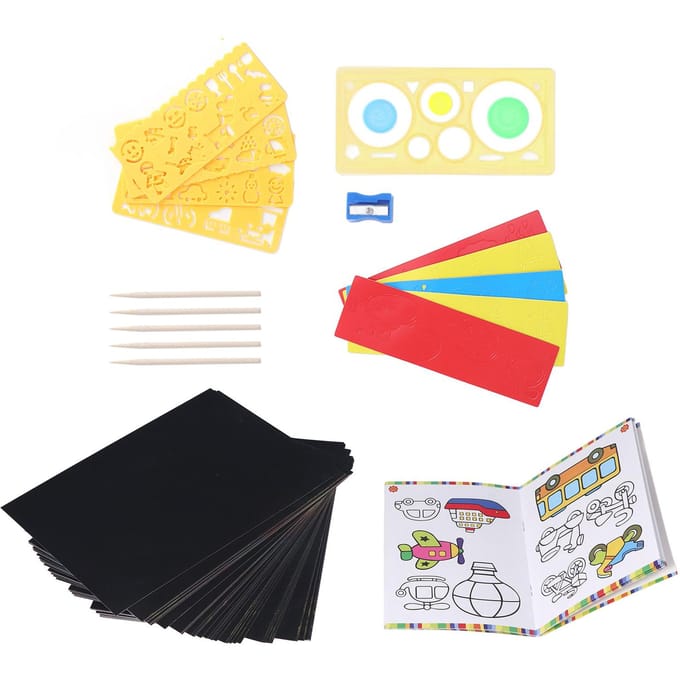 Kraspapier Kunst Set DIY Handgemaakt Kinderen Graffiti Boek Kraspapier Offset voor Feestspellen Pasen Kerst Verjaardag yellow