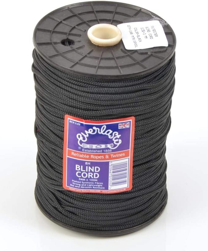 Everlasto Zwart Nylon Blind Koord - 1mm x 50M