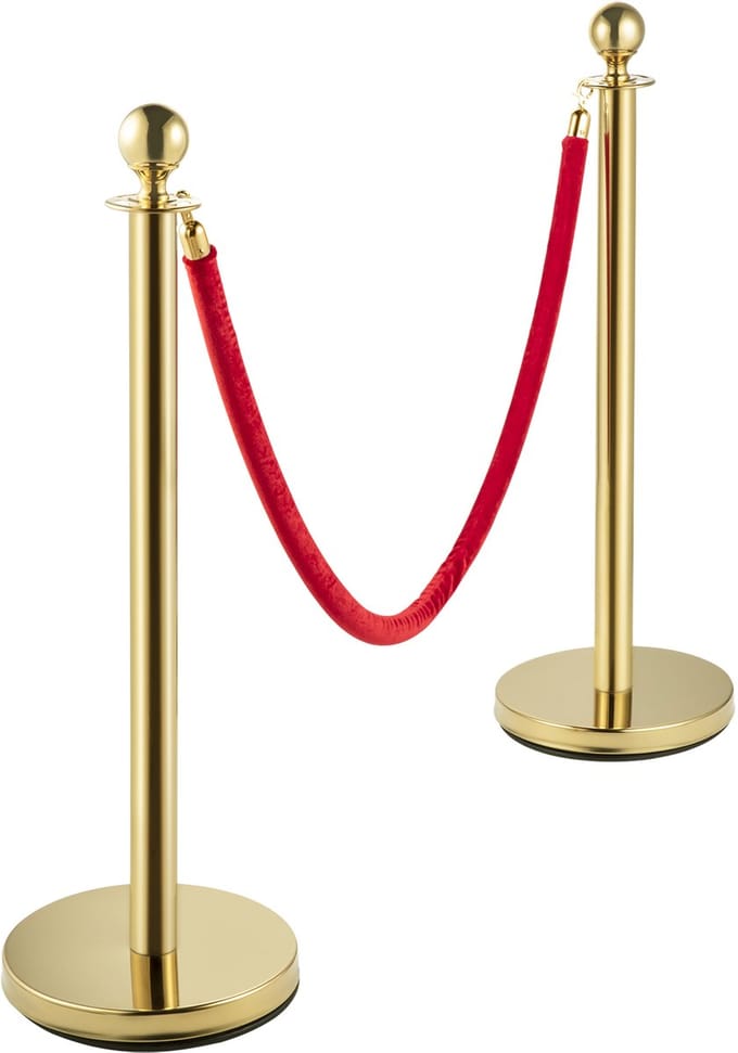 Menigtecontrole Bolder Set - 4 Staanders - Rood Fluwelen Touwen