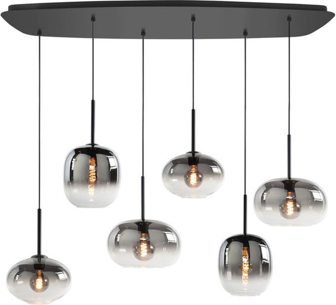 Highlight Bellini Hanglamp Deens Ovaal Smoke 6 Lichts 100 x 39cm