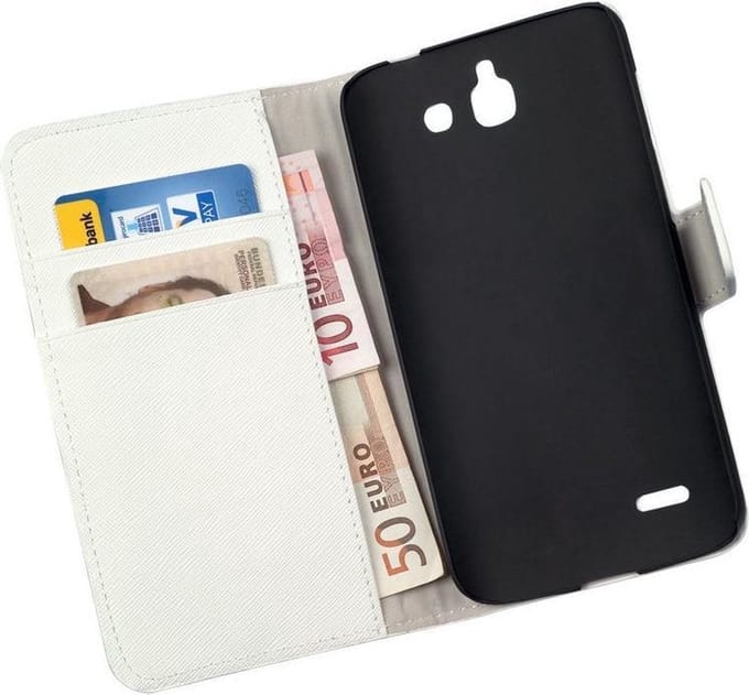 LELYCASE Bookcase Wit Flip Wallet Hoesje Huawei Ascend G730