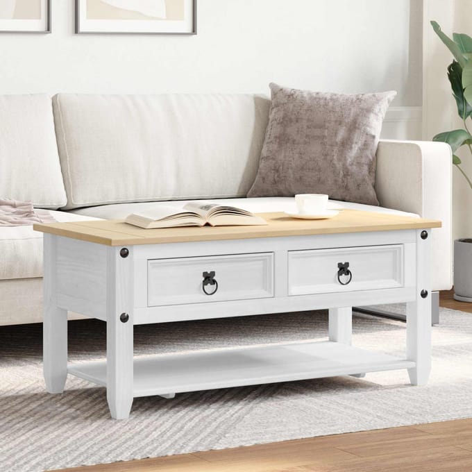 vidaXL - Salontafel - Wit - 100 - x - 48 - x - 45 - cm - Massief - grenenhout