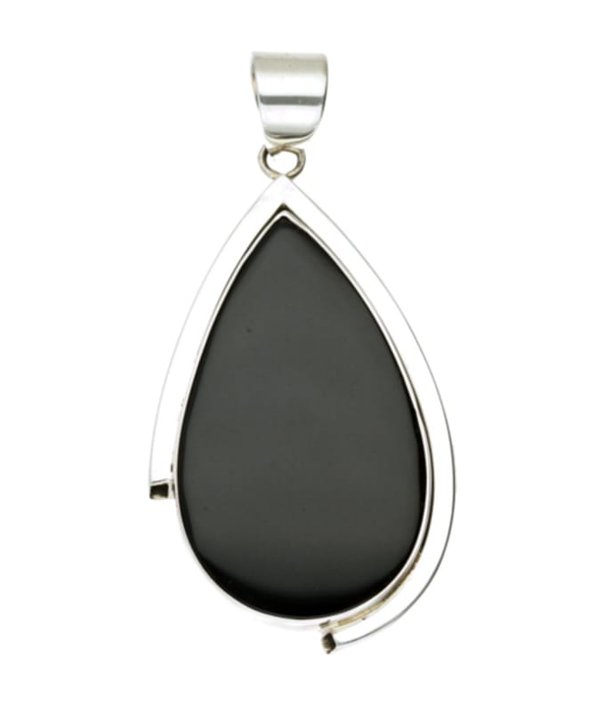 Zilveren Onyx edelsteen druppel XL hanger