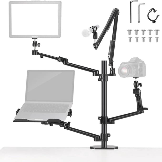 Thuys – Overhead Camera Stand Desk Mount Rig – 4 Boom Arms