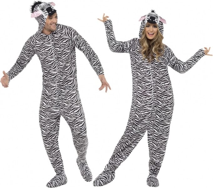 Onesie zebra voor volwassenen 40-50 (m)