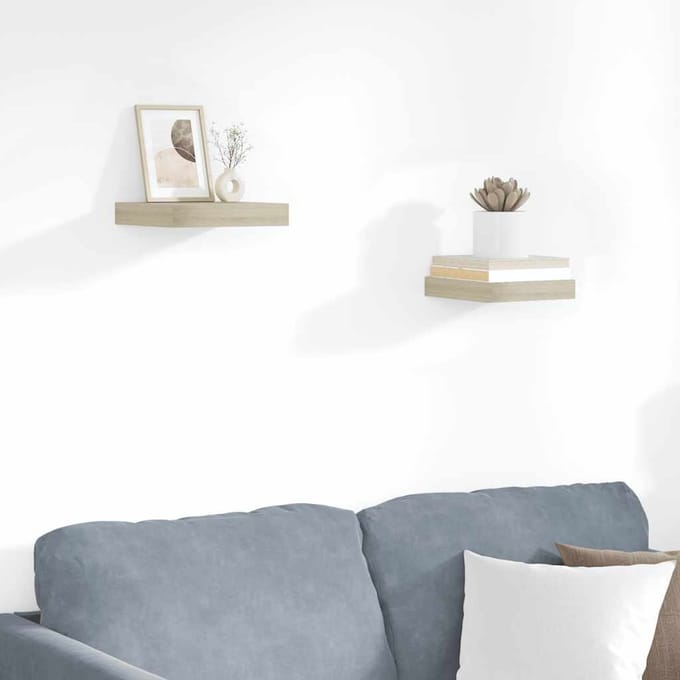 vidaXL - Wandschappen - zwevend - 2 - st - 23x23,5x3,8 - cm - MDF - eikenkleurig
