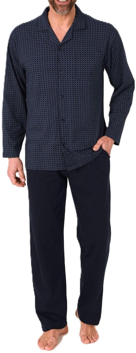 Herenpyjama met lange mouwen en doorknoopsluiting, ook in oversizes