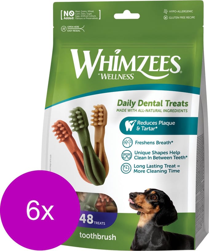 Whimzees Tandenborstel Xsmall - Hondensnacks - 6 x 48x6.4 cm
