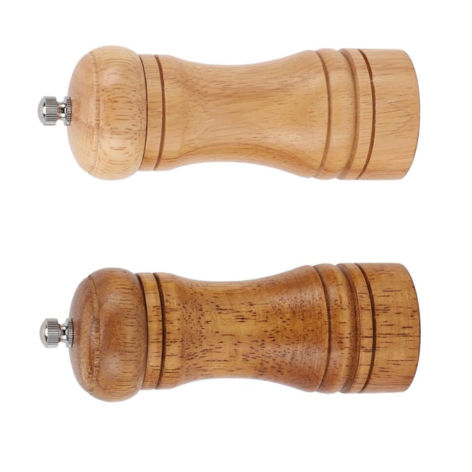 2 STUKS Hout Pepermolen Verstelbare Grofheid Efficiënt Malen Pepermolens Shakers voor Keuken L beige