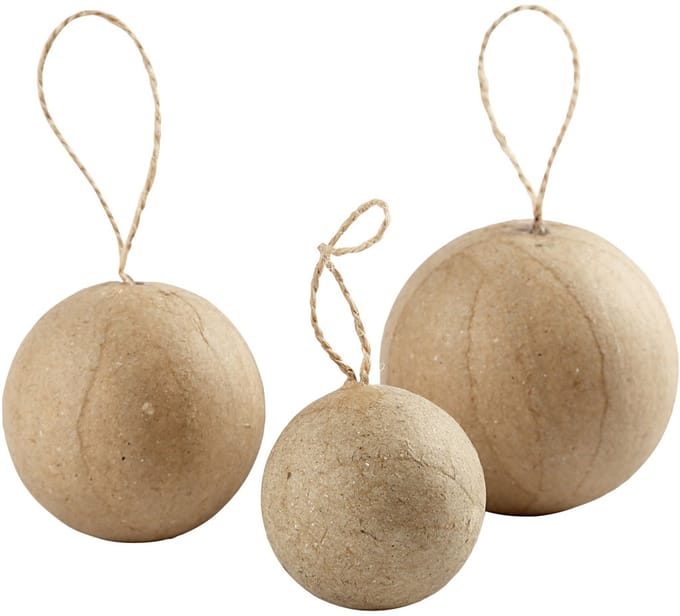 CC Papier Maché Kerstornamenten 4-6 cm 6 stuks