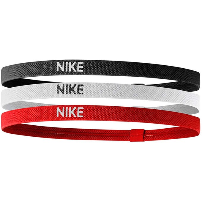 Nike Hoofdband in gemengde breedte (set van 3) (Zwart/Rood/Wit)